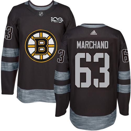 Adidas Bruins #63 Brad Marchand Black 1917-100th Anniversary Stitched NHL Jersey